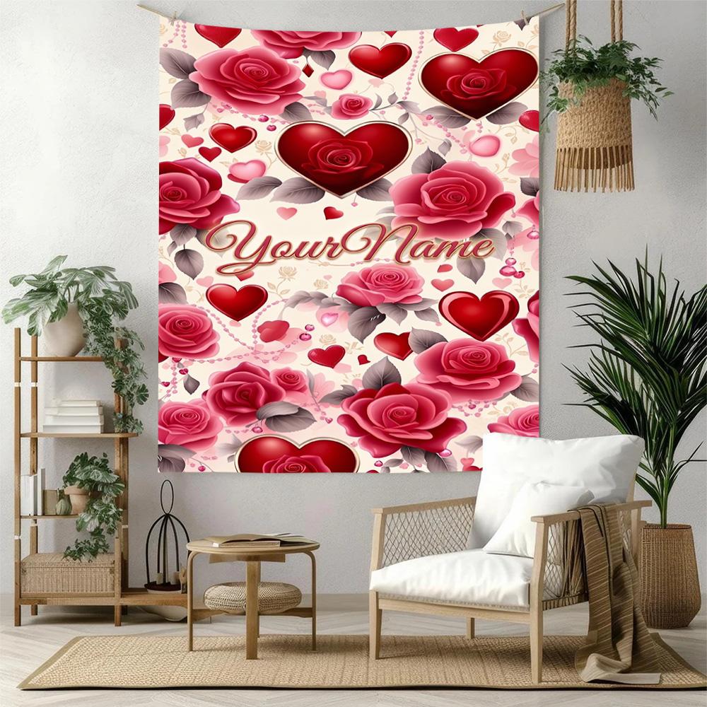 Rose Custom Your Name Wall Decor Tapestry Art For Pet Memorial Birthdaywedding Party Backdrop Family Gift