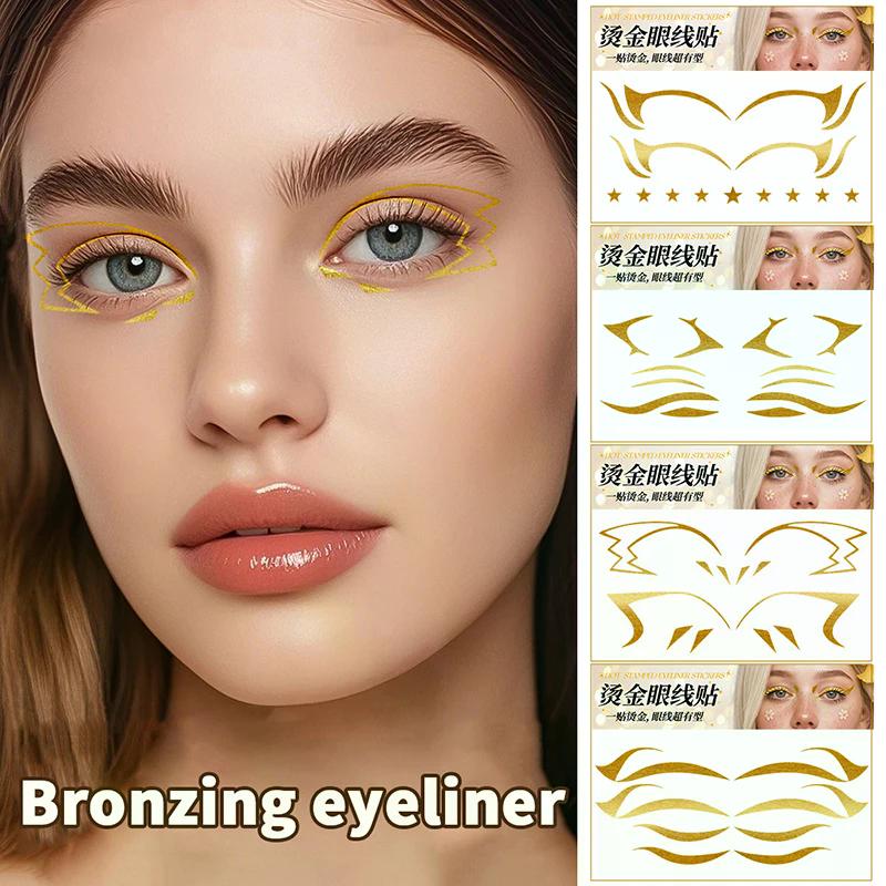 Glitzer Aufkleber Gesicht Eyeliner Tattoo Flash Gold Temporäre Tattoos Wasserdichte Make-up Abziehbilder Für Mädchen Party Musikfestival