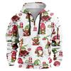 Men's Christmas Print Hooded Half-Zip Casual Sports Sweatshirt