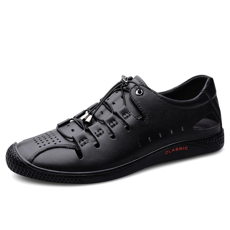 Men s Breathable Cowhide Casual Low-Top Shoes 38 чёрный