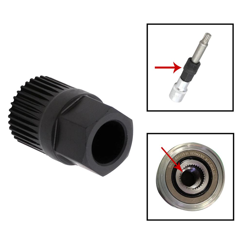 Car 33 Spline Teeth Alternator Clutch Free Wheel Pulley Removal Tool Black For Ford VW Peugeot BMW Golf Automotive Tools