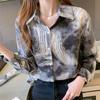 Frühlings-Lockeres Damen-Shirt mit Tintenspritzer-Print, langärmeliges Damen-Shirt, Langarm, Umlegekragen, Blusas Mujer De Moda 2022