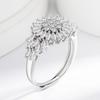925 Sterling Silver 18K Gold Plated Sunflower Shape Paved Diamond Adjustable Open Ring for Women Wedding Party Jewelry Wholesale