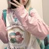 T-Shirt Long Sleeves Clothes Women Cute Cartoon Rainbow Print Long Sleeve T-Shirt Y2k Loose Casual Contrast Girls Tee Tops