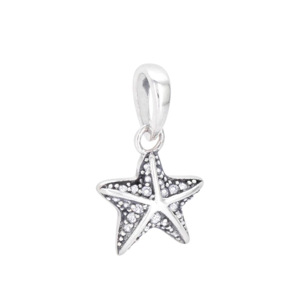 S925 Sterling Silver Starfish, Dolphin, and Turtle Charm Bracelet with Beaded Accessories