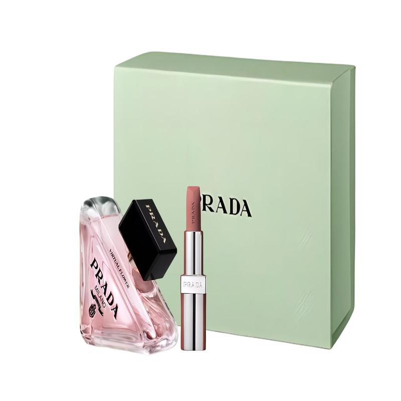 Prada Holiday Limited Lipstick Flower Edition Gift Box Perfume Set Perfume EDP Bergamot White Musk #Limited Edition B101+Flower Edition Perfume 30ml