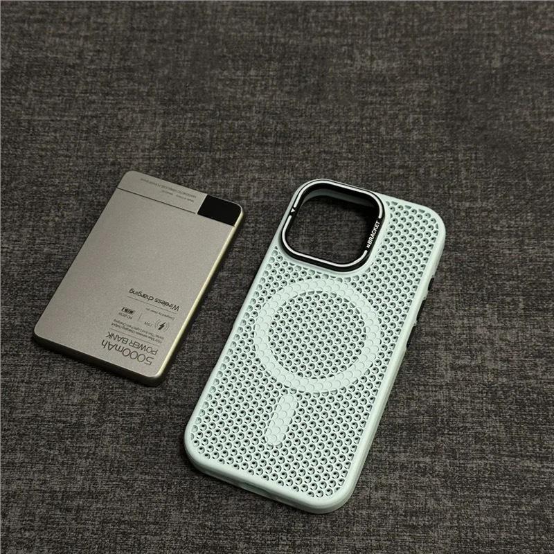 Applicable To iPhone17PROMAX Honeycomb Breathable Heat Dissipation Magnetic Lens Holder Mobile Phone Case Apple 16 Protective Case
