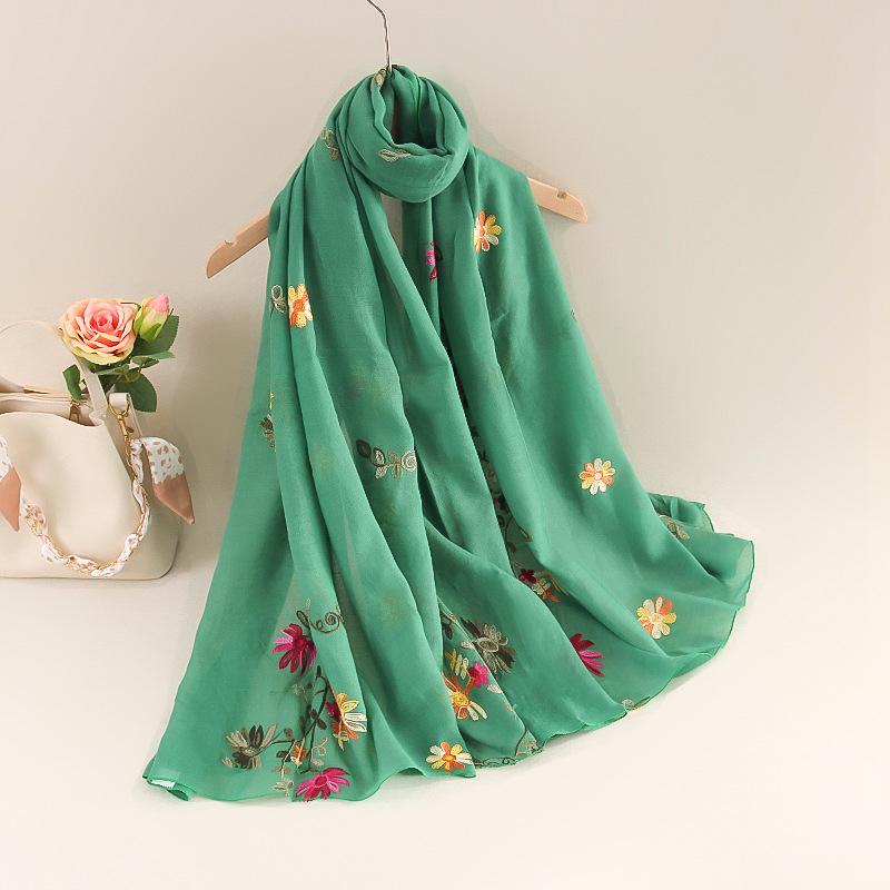 Embroidered Ethnic Cotton Linen Gauze Scarf for Women - Sun Protection, Retro Large Shawl 180 cm