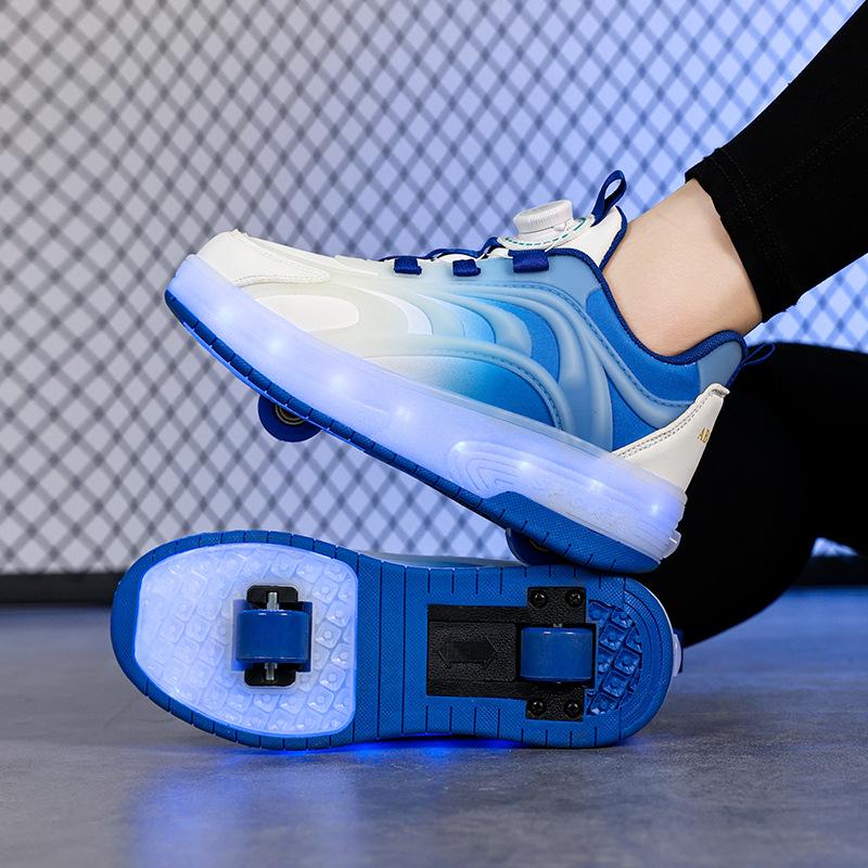 Kids' Light-Up Retractable Double-Wheel Roller Skate Shoes