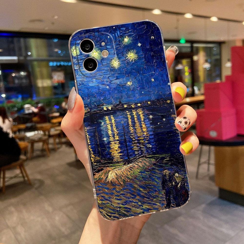 Van Gogh Starry Night Creative Print Phone Case for iPhone 17 16 15 14 13 12 11 Series Pro Max Plus Double Layer Protection