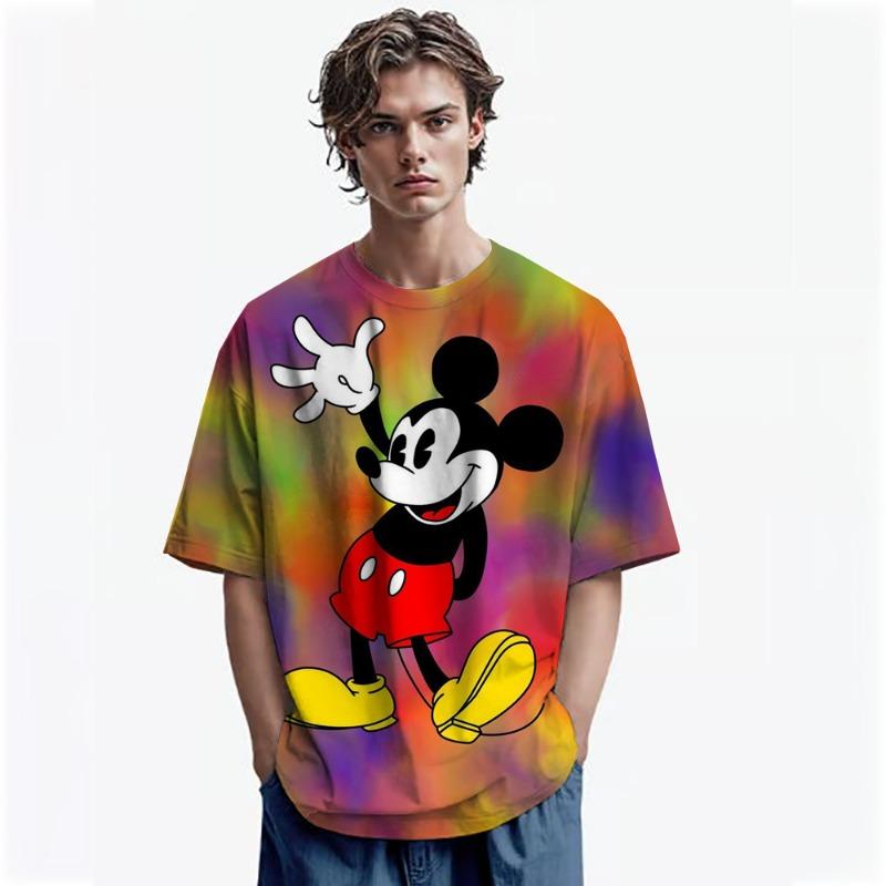 Disney Herren Mickey Maus Print T-Shirt Sommer Junge Street Fashion Lässig Sport Locker O-Ausschnitt Kurzarm Kleidung Kind