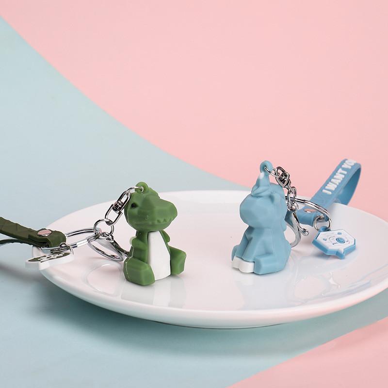 Adorable Geometric Cartoon Silicone Keychains Cute Animal Bag Accessories