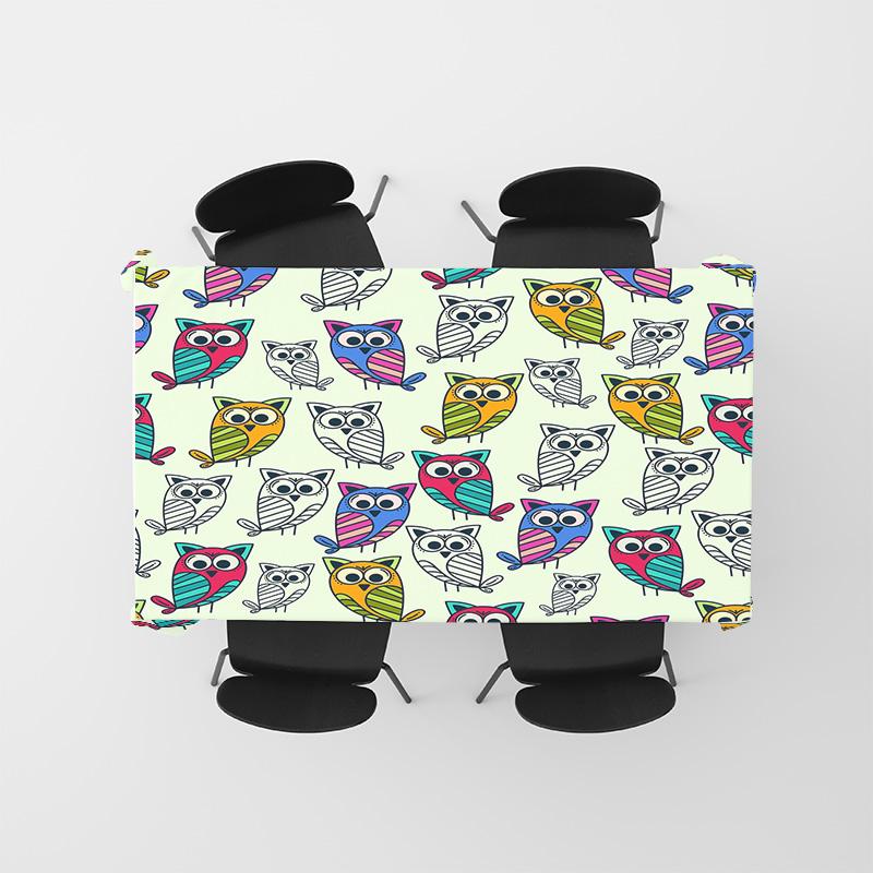 Colorful Owl Tablecloth Perfect Addition for Your Dining Room Decor!