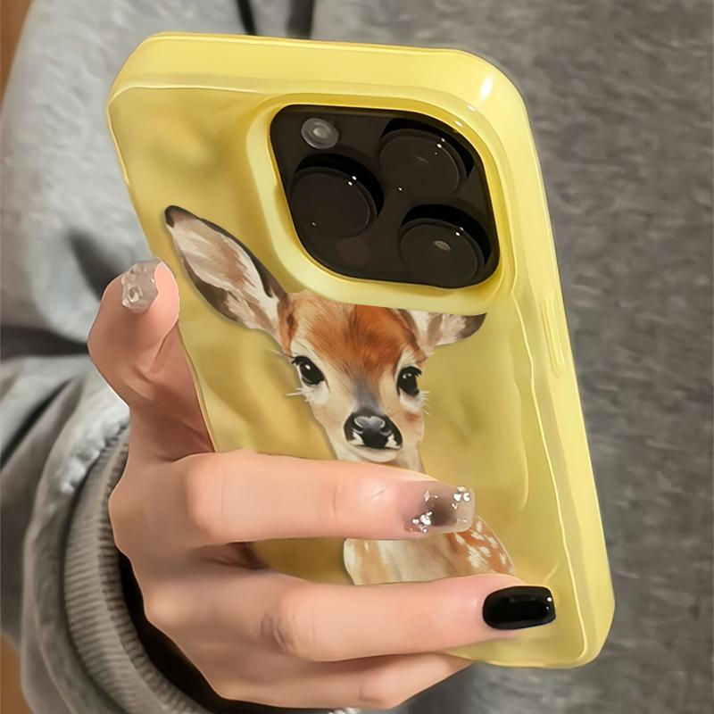 Adorable Deer Phone Case For iPhone 17 Cases iPhone 16 Pro Max 15 14 Plus 13 12 11 16E 17 Air Shockproof Candy TPU Bumper Cover