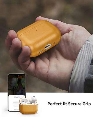 Oatsbasf Genuine Leather Protective Case for AirPods Pro 3 Luxury Earphone Case Protective Cover Wireless Shockproof with Hook