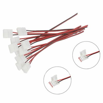 No Soldering 2 Pin LED Strip Connector 8mm 10mm Single Head Solder Free LED Strip Adapter Quick Connection Power Wire Connector