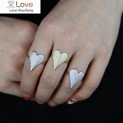 Pierścionki w kształcie serca dla kobiet Srebrny Złoty Kolor Ślub Zaręczyny Biżuteria Ślubna Kamień Cyrkonii Sześciennej Eleganckie Pierścionki Akcesoria