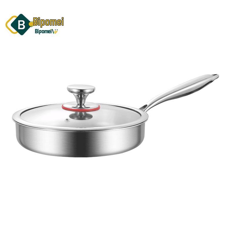 Bipome 316L Stainless Steel Flat Frying Pan