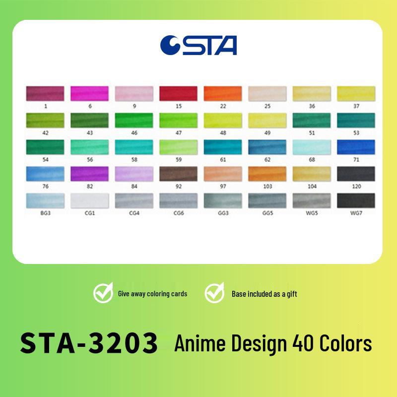 Sta 3203 Double-Ended Quick-Drying Oil-Based Marker Pen Set for Student Art & Indoor Design