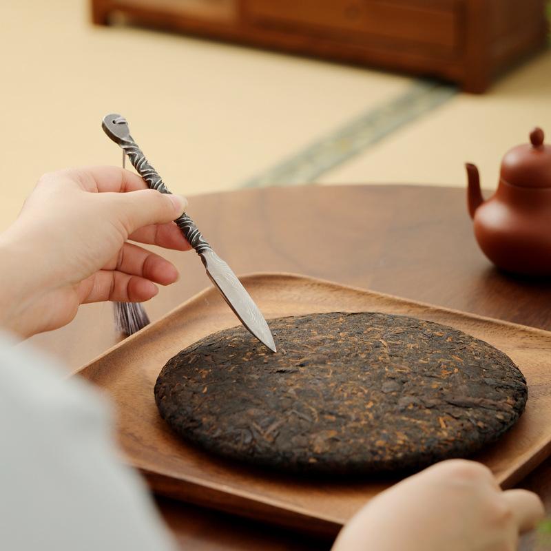 304 tea knife Damascus pattern handmade Pu'er tea needle pry tea tool tea cake tea cone tea set accessories