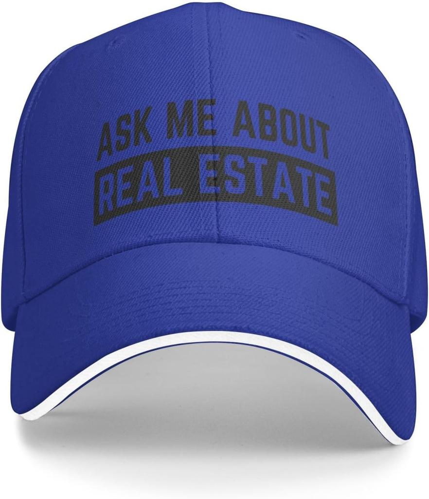 Ask Me About Real Estate Baseball Cap Polyester Adjustable Summer Outdoor Work Hat for Adult Unisex