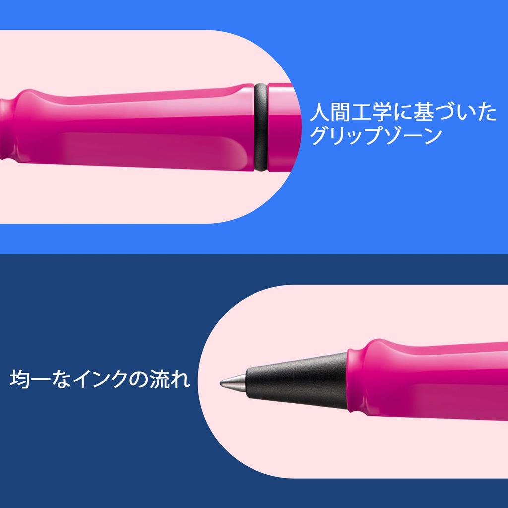 LAMY Safari Pink Rollerball Pen - Ergonomic Grip, M Tip for Smooth Writing - Durable ASA Plastic - Includes Black LAMY M63 Refill