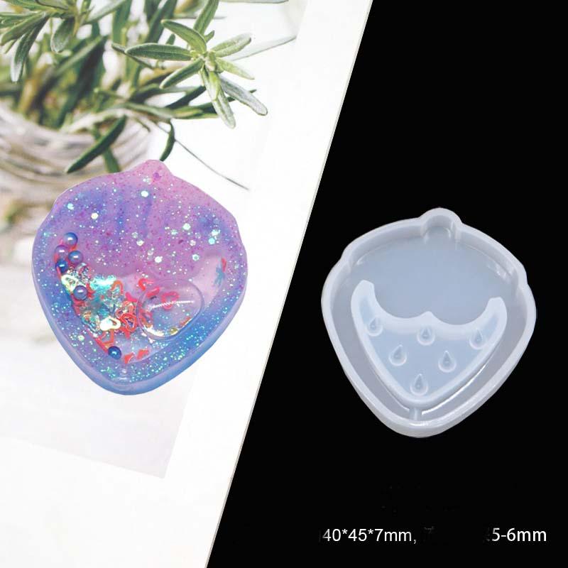 Kawaii Resin Key Chain Mold Silicone Strawberry Epoxy Charms DIY Shaker Kawaii Resin Key Chain Mold Silicone Strawberry Epoxy Charms DIY Shaker