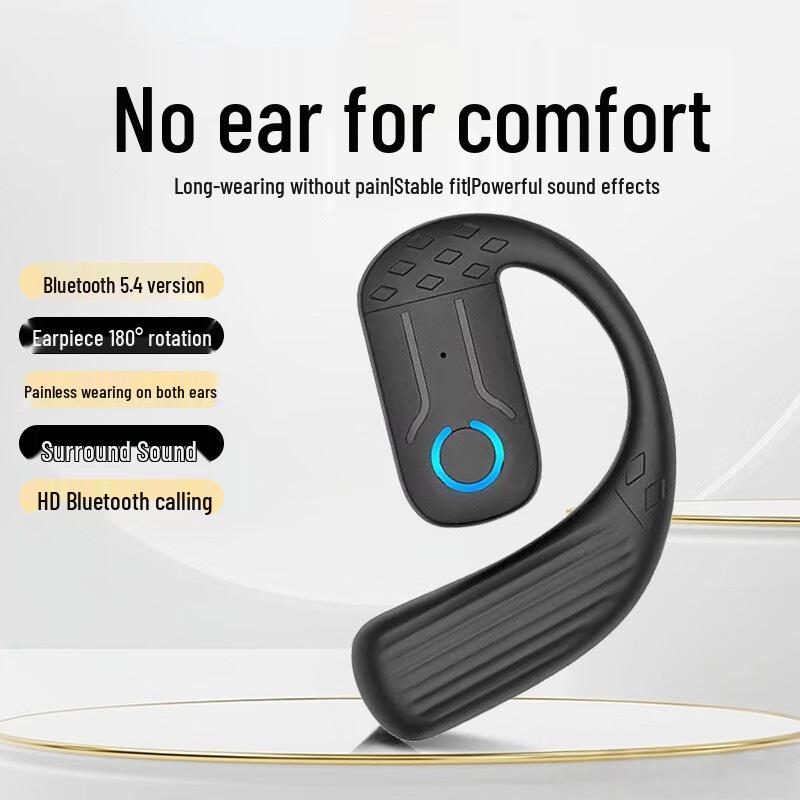 Left/Right Wearable Wireless Ear-Hook Bluetooth Headphones - Ultra-Long Battery, Non-In-Ear, High-Fidelity Sound (Model B01)