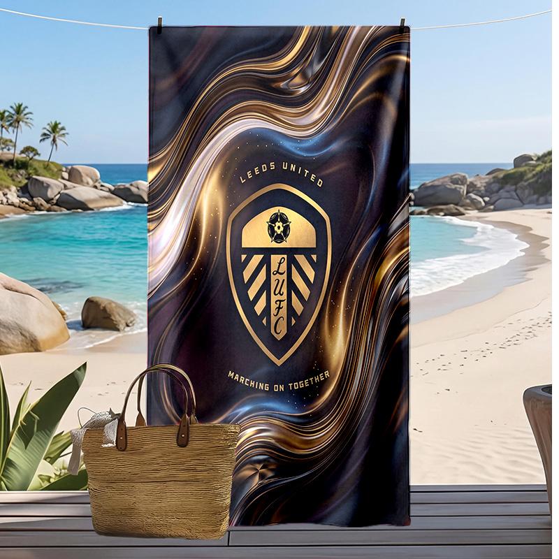 Leeds United Fußball-Druck Strandtuch, Großes Weiches Schnelltrocknendes Handtuch für Strand Camping Schwimmen