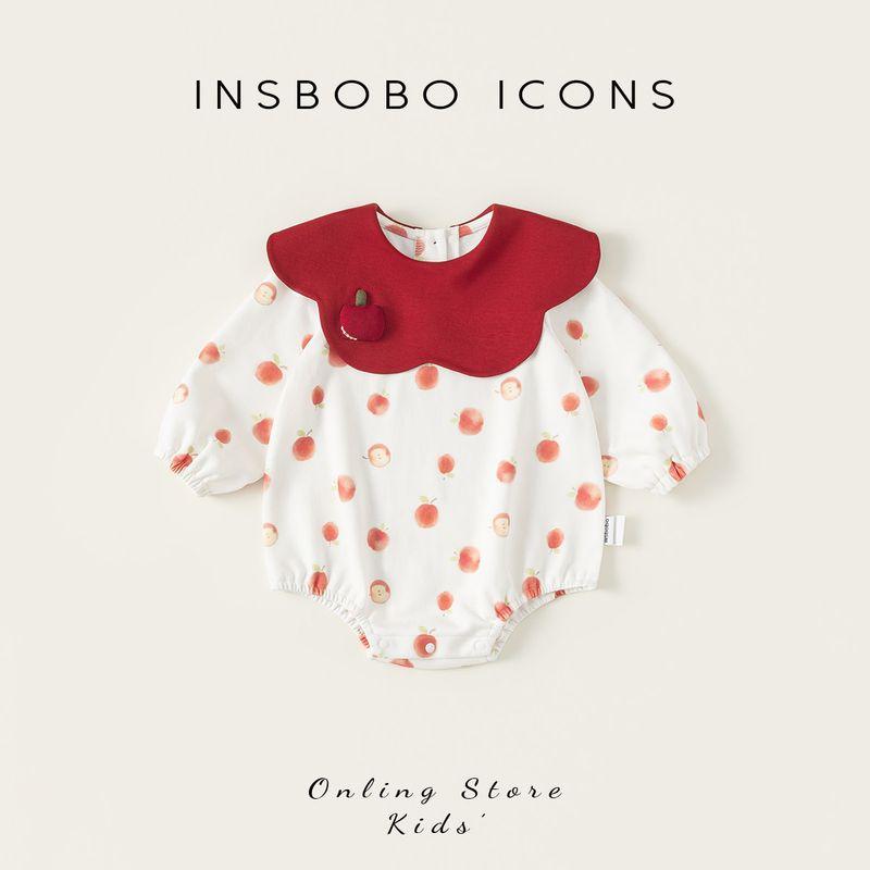 Insbobo Baby Girl Romper 2026 Spring New Baby Clothes Baby Spring and Autumn Triangle Crawling Suit Spring Fashion Trend White 73