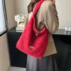 Gentle milk powder color wool bag fashionable shoulder messenger bag new plush double-sided bag premium bucket bag