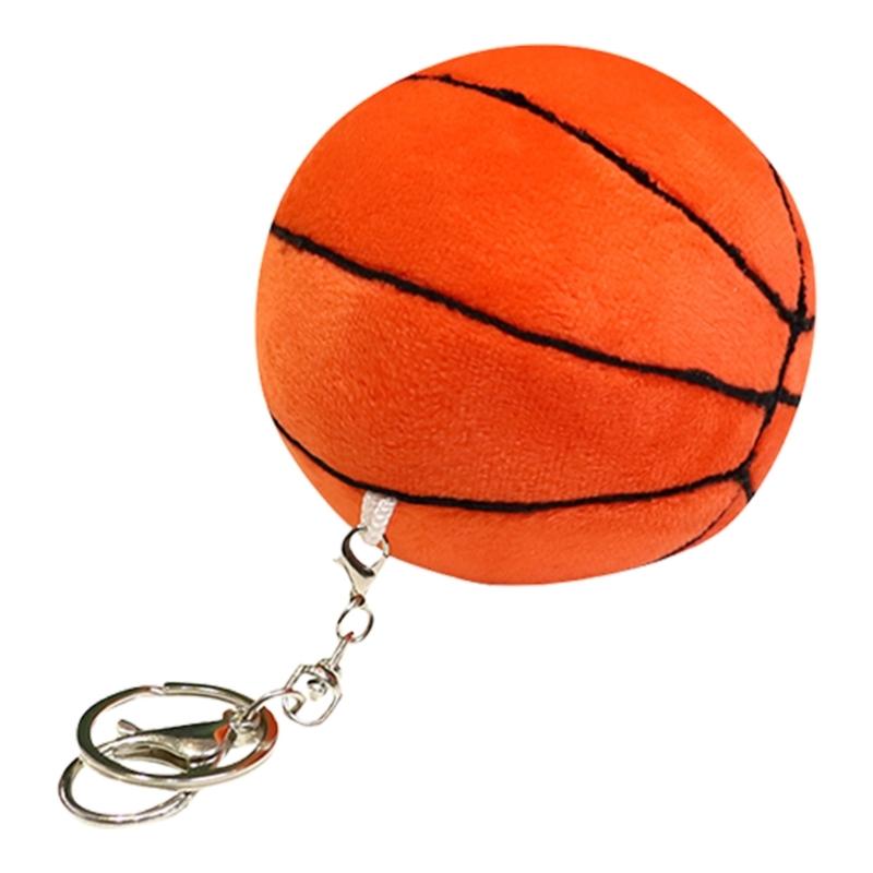 Unique Plush Football/Basketball Charm Keychains Simple Pendant Car Keyring Backpack Decoration Jewelry for Women Men