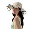 Bowknot Wide Brim Sun Hat Breathable Fisherman Sunshade Cap Fashion Lace Streamers Straw Hat  Girls
