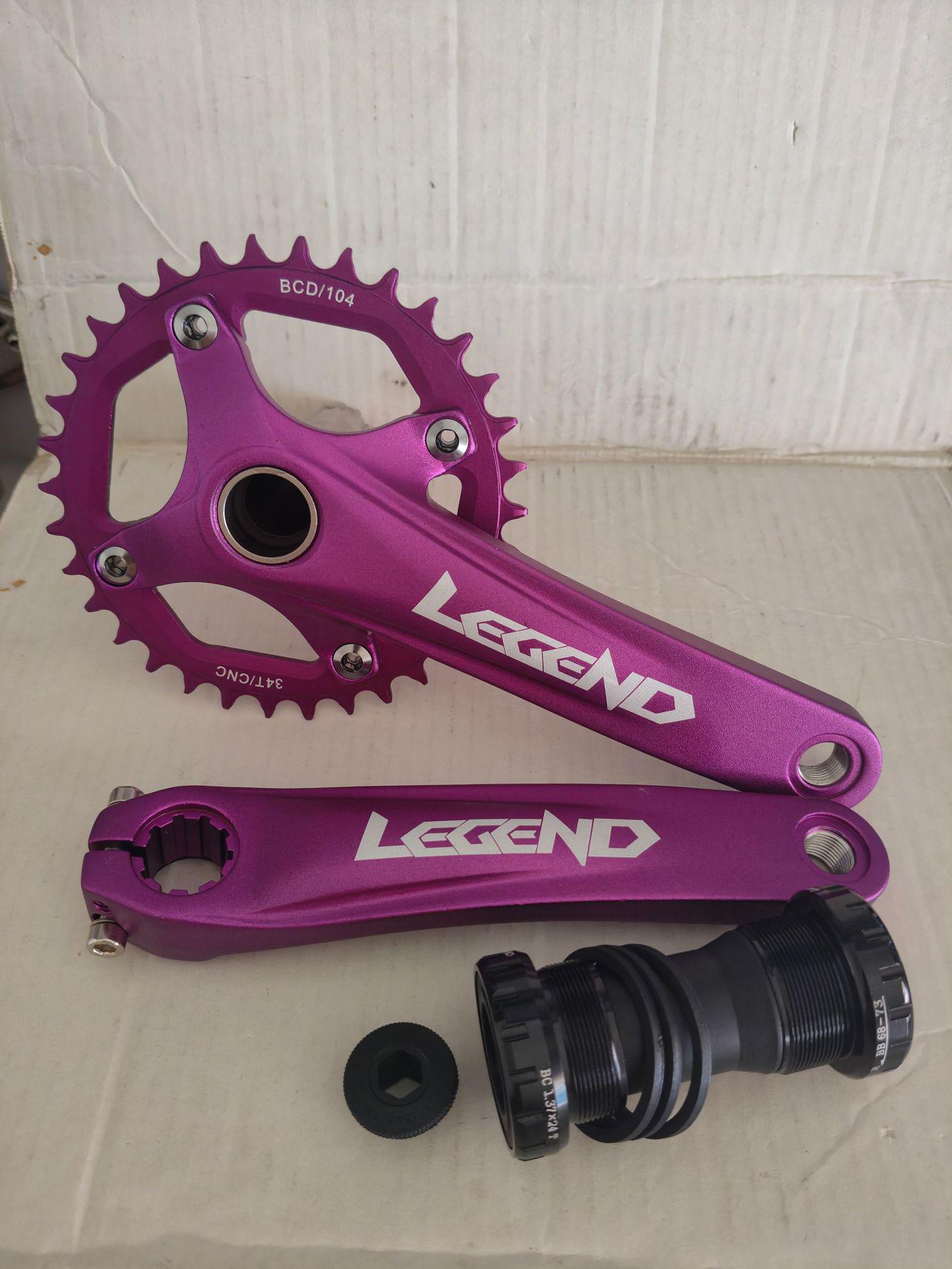 LEGEND Mountain Bike Crankset: 34T Hollow Integrated, 170MM Square Hole, Aluminum Alloy Chainring and Crank Arm.