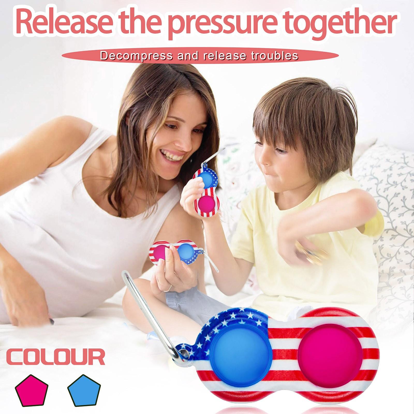 

Anti-Stress Key Ring Silicone Finger Toy Press Bubble Music Fan Your Stress Toy