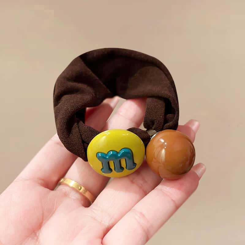 Korean-Style Candy Color Letter Ball Hair Ties for Women - New Arrival 2026, Perfect for Buns