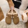 thick-soled women's velvet one-pedal beanie shoes, new winter fluffy shoes, snow boots, Boken cotton shoes