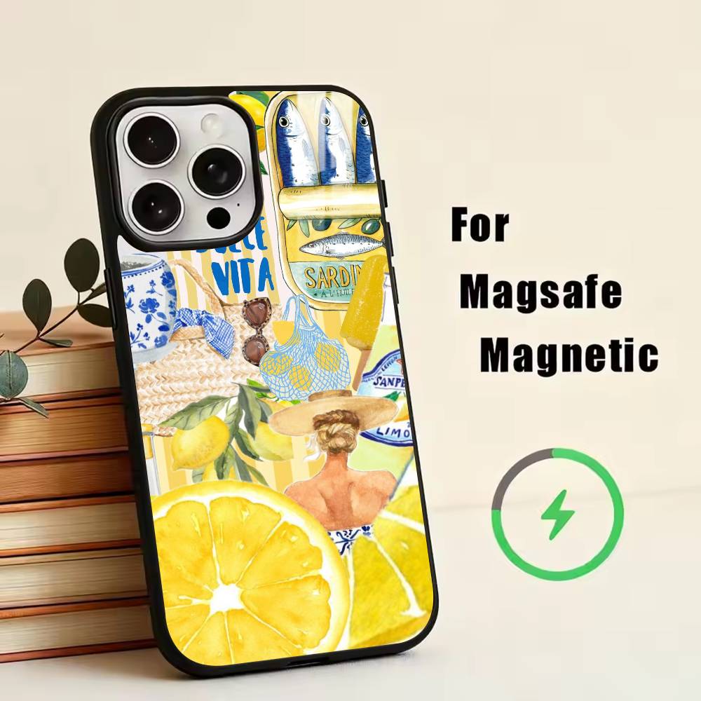 

Amalfi Coast Lemon Phone Case For iPhone17,16,15,14,13,12,11 Plus,Pro Magnetic with Magsafe Wireless Charging iPhone13PROMAX