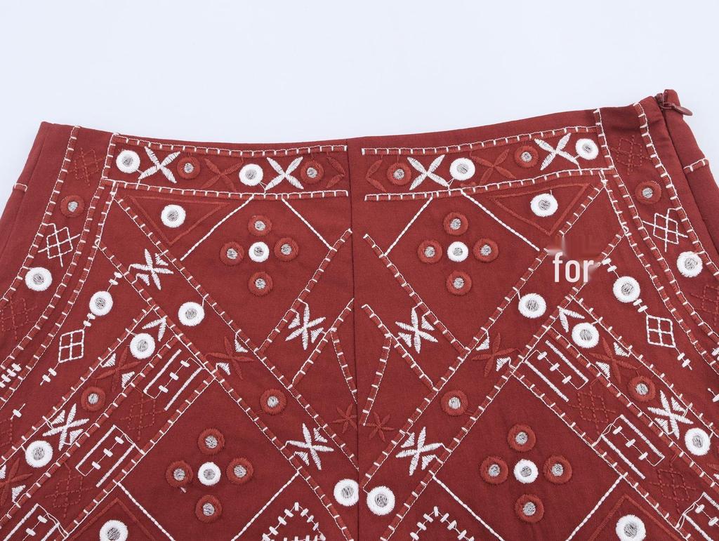 European American Women's Mirror Effect Embroidery Vest & Shorts Set