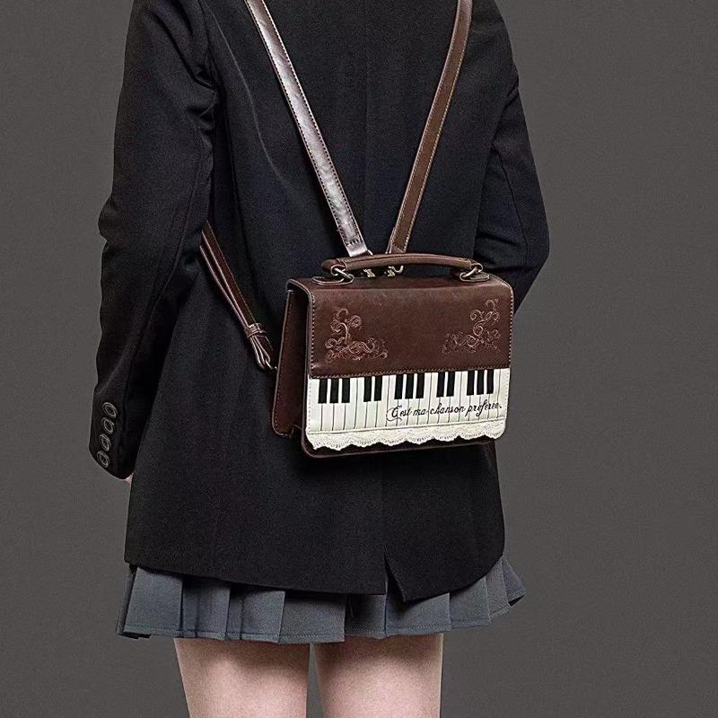New Vintage Piano Shoulder Bag Womens Brown Crossbody Bag Y2k Girls Transparent Ita Bag Personalized Backpack Aesthetic Handbags