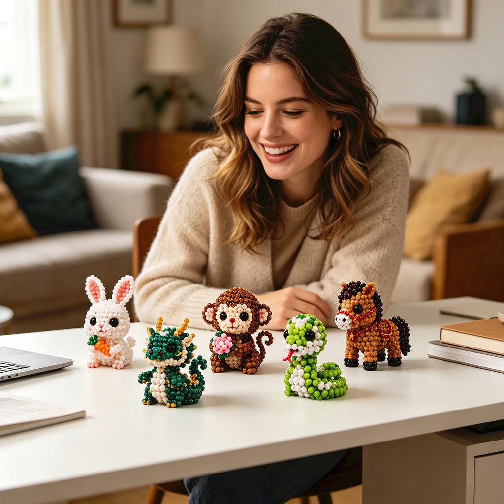 Kit Animale con Perline Fai da Te Set Artigianale 3D Fatto a Mano per Assemblaggio Creativo Giocattolo Educativo per Bambini e Adulti Adatto per Decorazione Domestica e di Classe