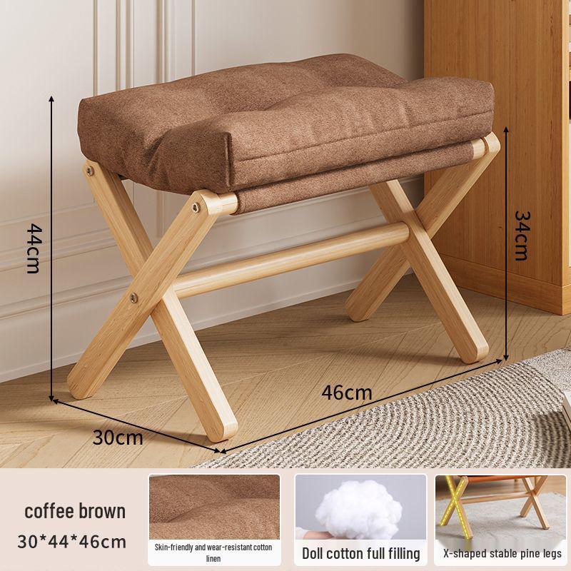 Sammenleggbar oppbevaringskrakk i massivt tre for sko og fotstøtte