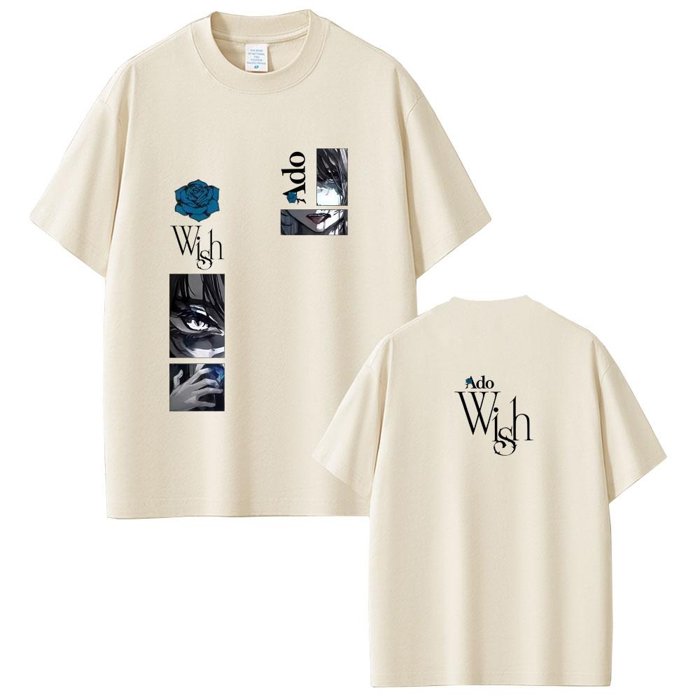 2026 Springsummer new Fashion Singer Ado Kyougen Graphic World Tour Hibana Merch T Shirts Summer Men Pure Cotton Printed Top