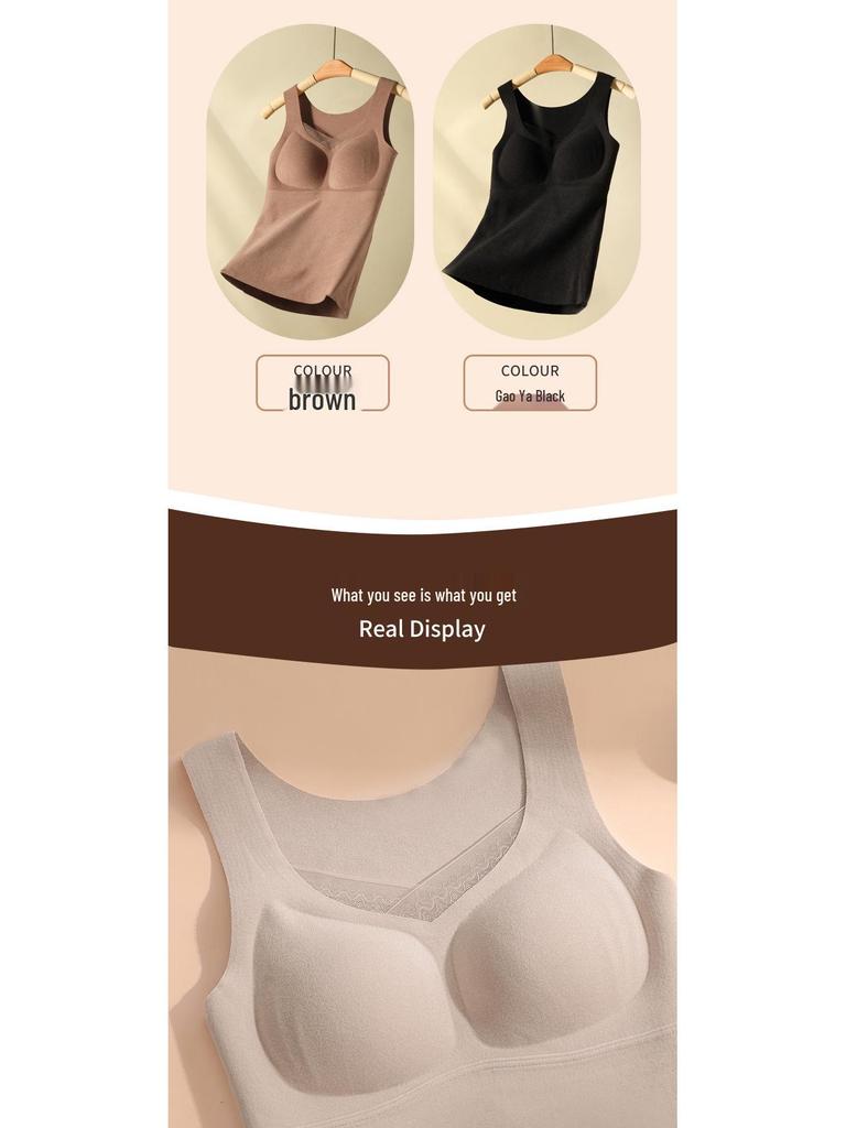 Women's Seamless Thermal Mesh Vest with Built-in Bra