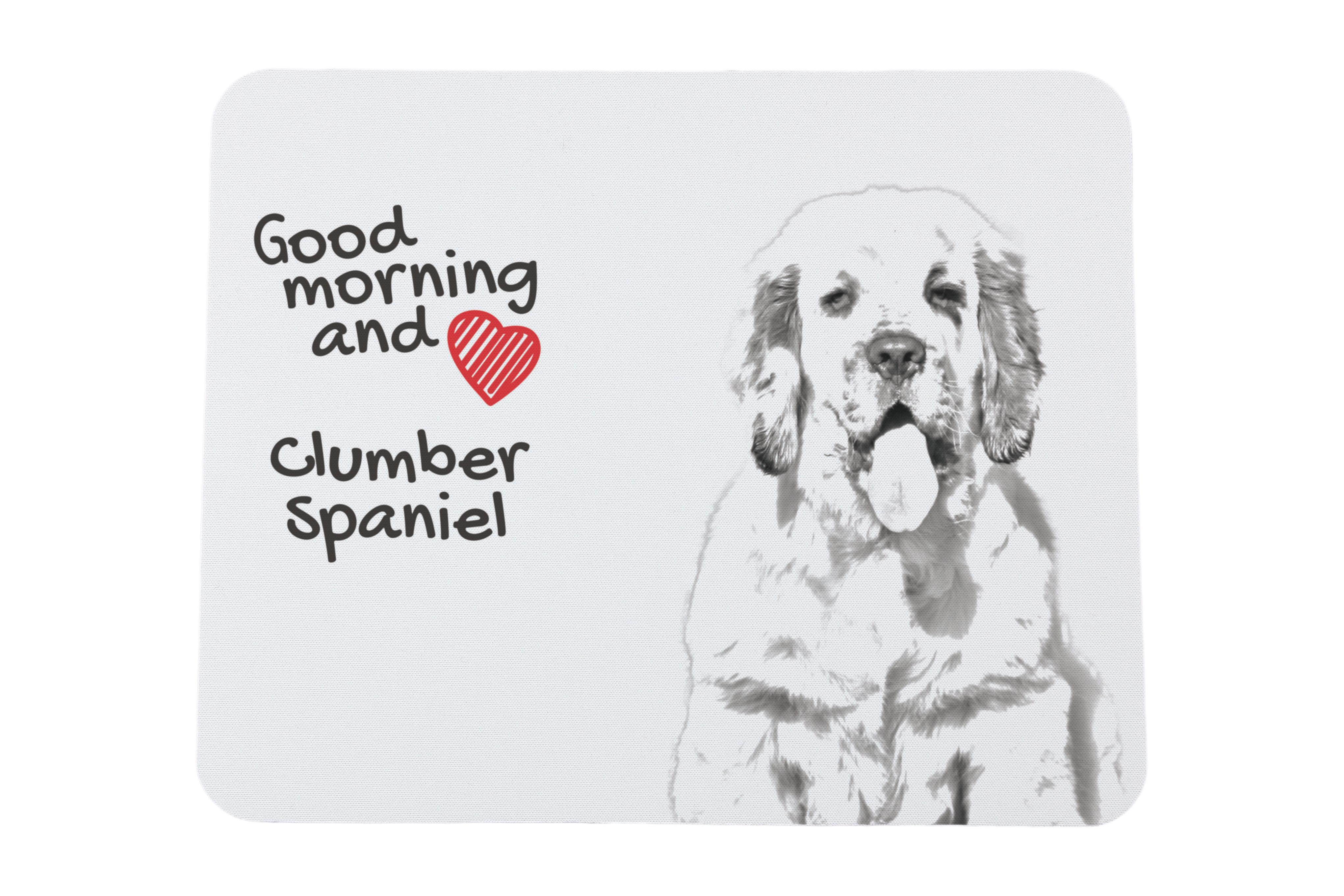 

Clumber Spaniel - mouse pad with print, personalized dog-themed mouse pad, unique gadget for an office worker by Art-Dog brand білий