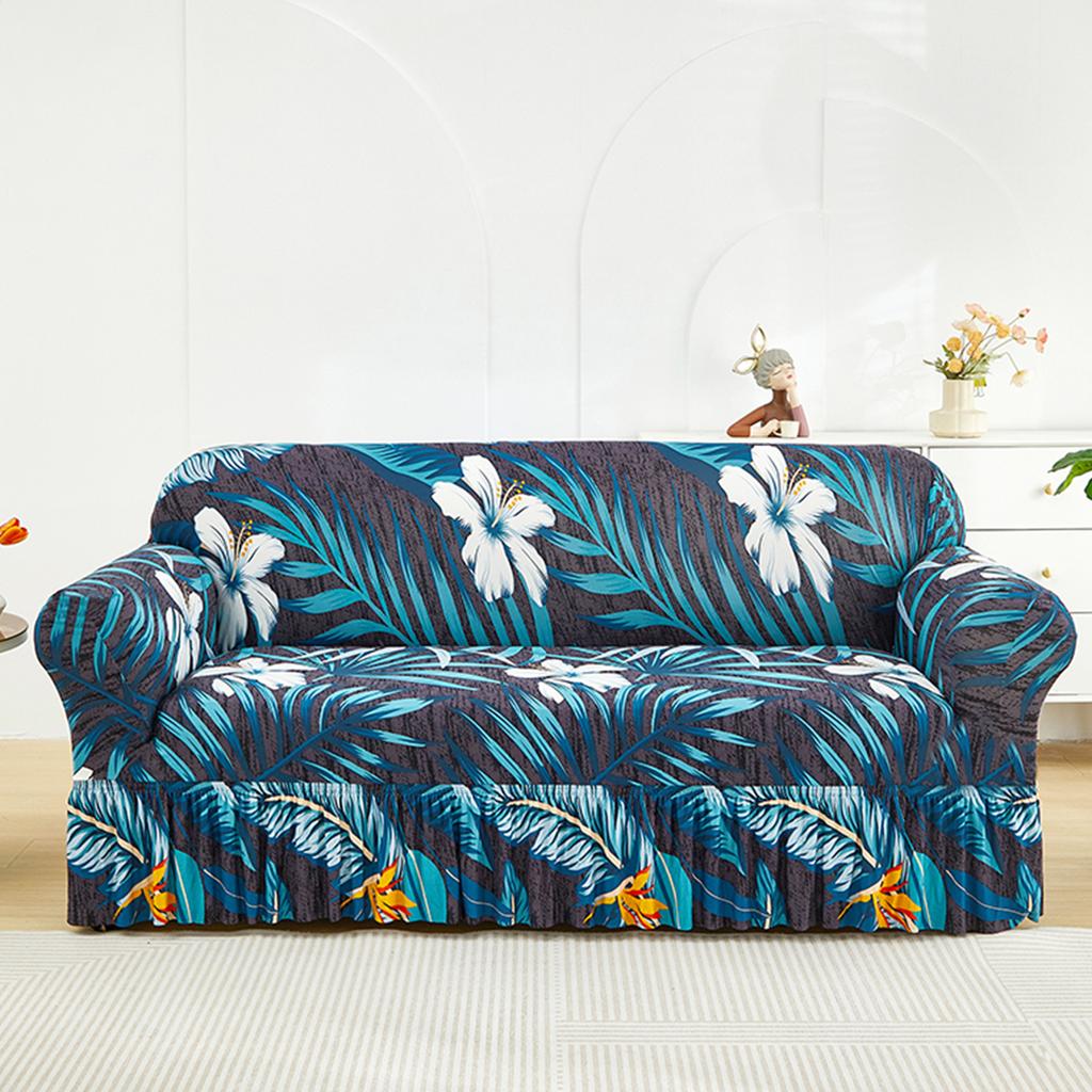 1pc Printed Skirt Sofa Cover, Elastic, Anti-slip. Simple, Modern, All-season, Dust & Cat-proof. Retractable, Washable, Durable.