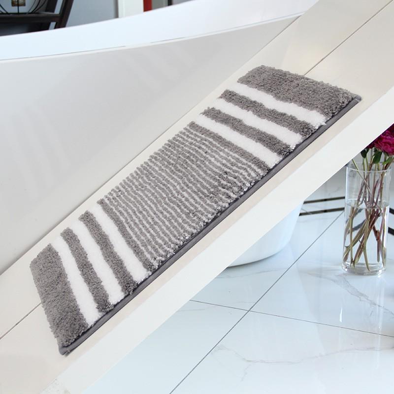 Thick Plush Bath Mat Non-Slip Absorbent Floor Rug Bathroom Entryway Modern Striped Design