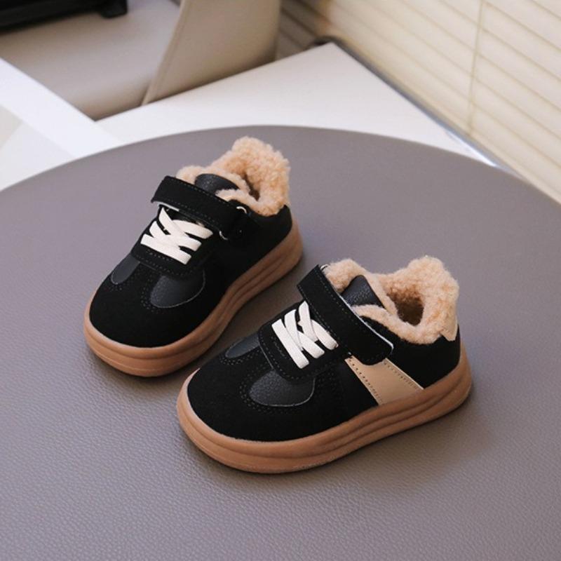Zimowe bawełniane buty dziecięce w stylu koreańskim, ciepłe zimowe buty z wełny jagnięcej dla chłopców, bawełniane buty na polarowej podszewce dla dziewczynek