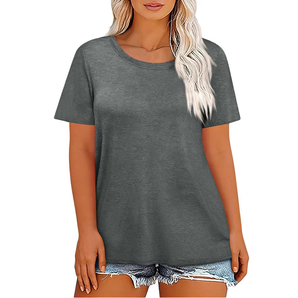 Plus Size Women Fashionable Casual Loose Fit Short Sleeve Top