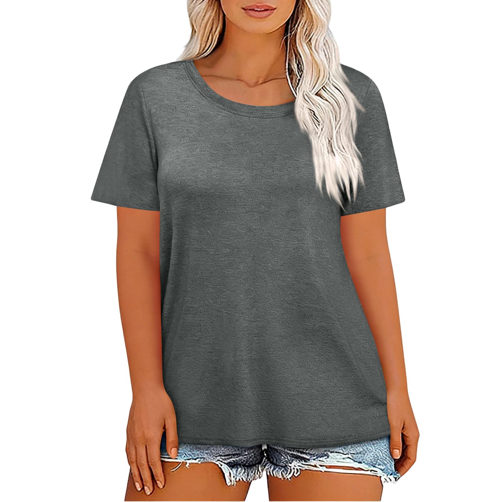 Women s Plus-Size Fashionable Casual Loose-Fit Short-Sleeve Top L